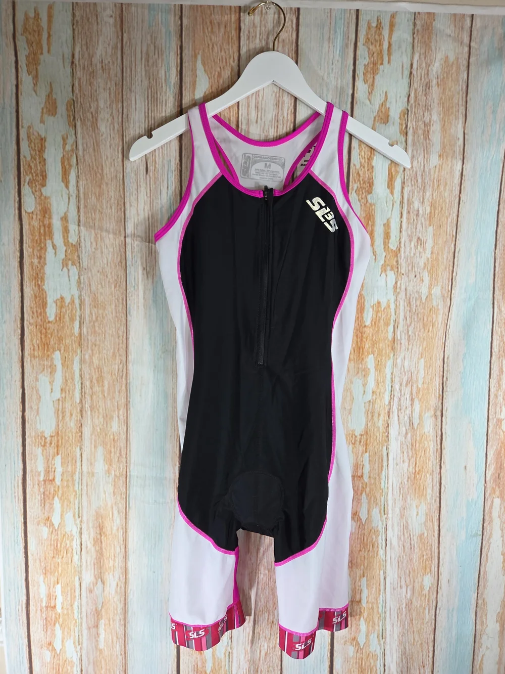 SL3S Women’s Magenta Black White Triathlon Suit Performance Racing Cycling. Sz M
